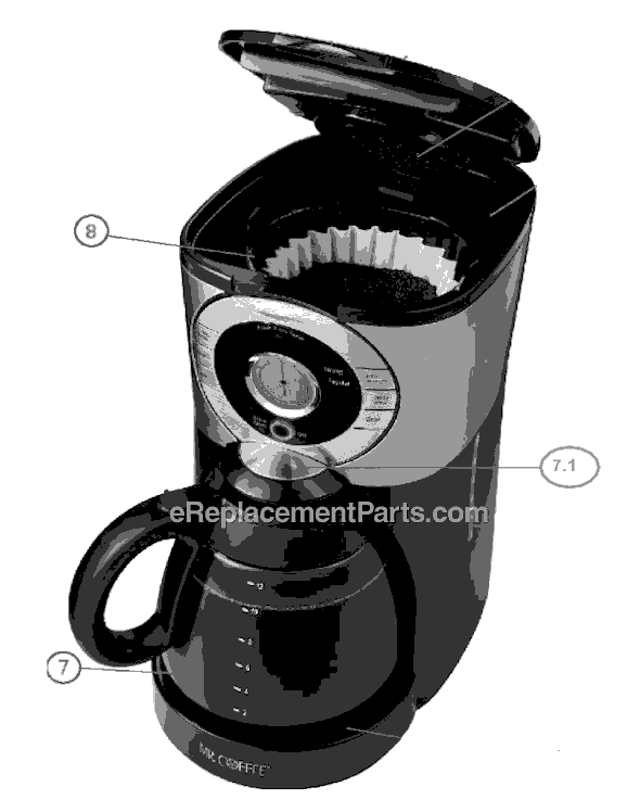 Page A Diagram and Parts List for BVMC-EJX37  Mr Coffee Coffee Maker